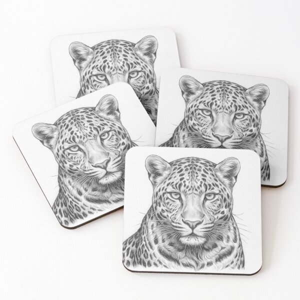 Item preview, Majestic Leopard Pencil Sketch Portrait | Black and White Big Cat Wildlife Art Print designed and sold by Leon Woods Pencil Art.