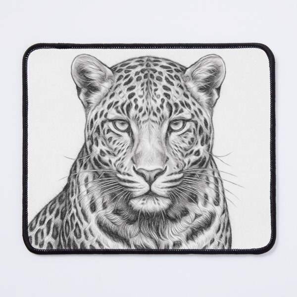 Item preview, Majestic Leopard Pencil Sketch Portrait | Black and White Big Cat Wildlife Art Print designed and sold by Leon Woods Pencil Art.