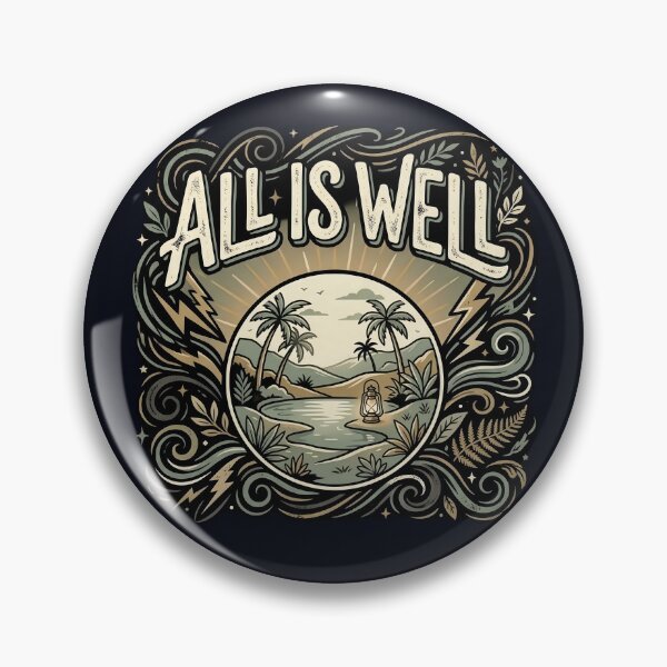 Item preview, All Is Well Vintage Typography T-Shirt | Minimalist Lantern Nature Quote | Inspirational Retro Aesthetic Design designed and sold by Bhaskar Digital Art.