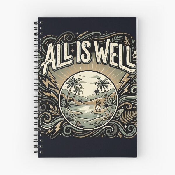 Item preview, All Is Well Vintage Typography T-Shirt | Minimalist Lantern Nature Quote | Inspirational Retro Aesthetic Design designed and sold by Bhaskar Digital Art.