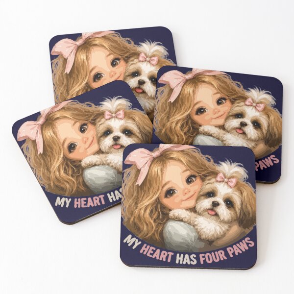 Item preview, My Heart Has Four Paws – Cute Shih Tzu Dog Mom Girl designed and sold by PawsAndPallette .