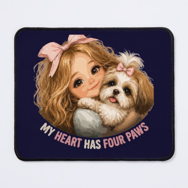 Item preview, My Heart Has Four Paws – Cute Shih Tzu Dog Mom Girl designed and sold by PawsAndPallette .