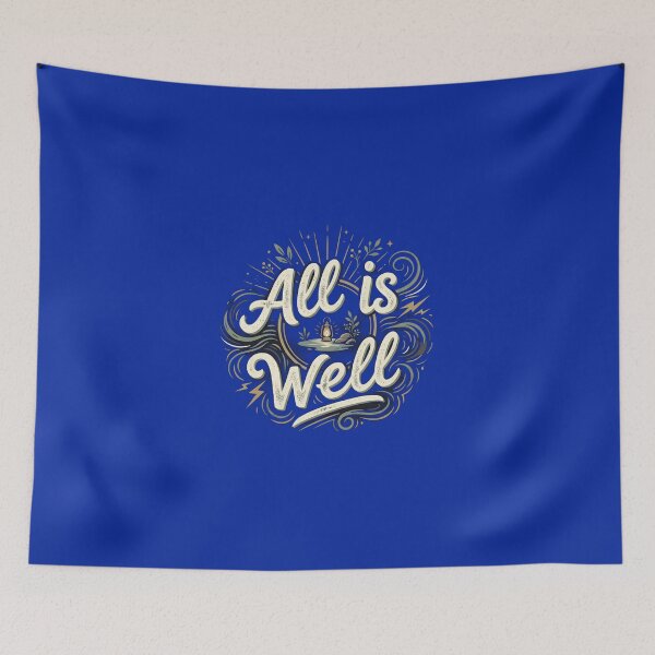 Item preview, All Is Well Vintage Typography T-Shirt | Minimalist Lantern Nature Quote | Inspirational Retro Aesthetic Design designed and sold by Bhaskar Digital Art.