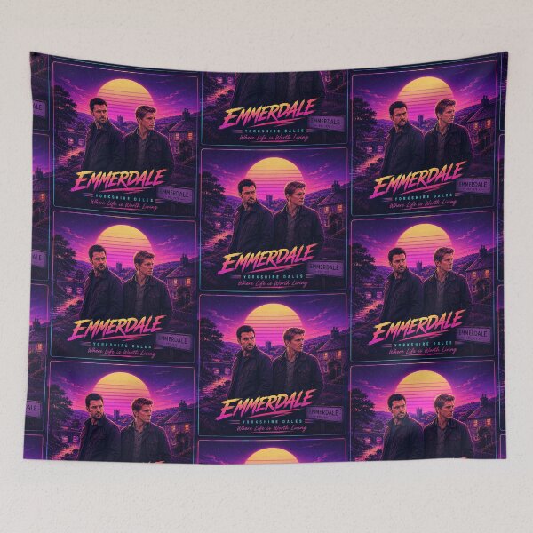 Item preview, Emmerdale Retro Sunset Synthwave British TV Drama Fan Art designed and sold by Abidel.