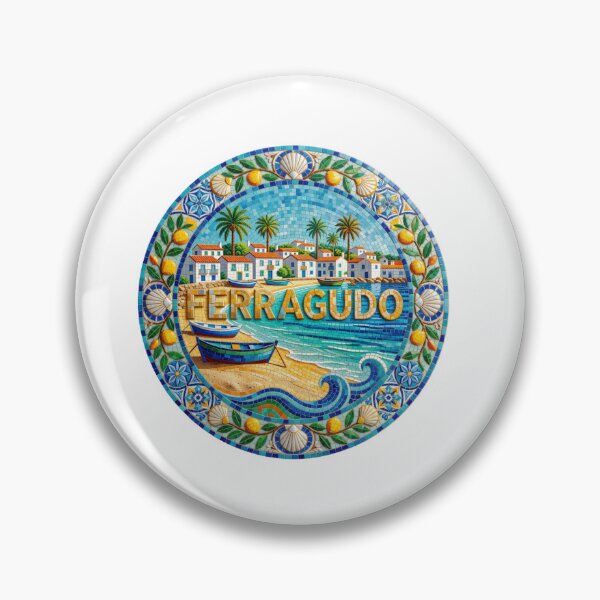 Item preview, Ferragudo Coastal Mosaic Travel Sticker Summer Souvenir designed and sold by Imaginarium of Chaos falcon88 .