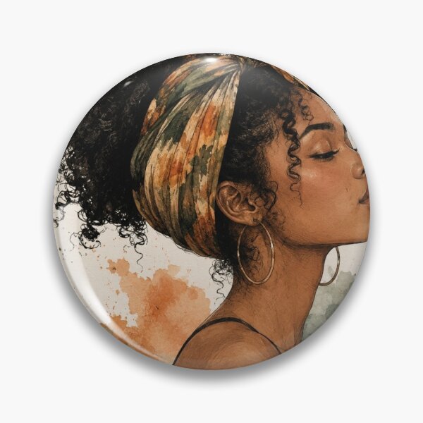Item preview, Curly Queen – Watercolor Headwrap Portrait designed and sold by Reelsetdessins.