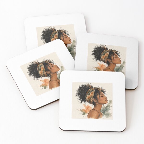 Item preview, Curly Queen – Watercolor Headwrap Portrait designed and sold by Reelsetdessins.