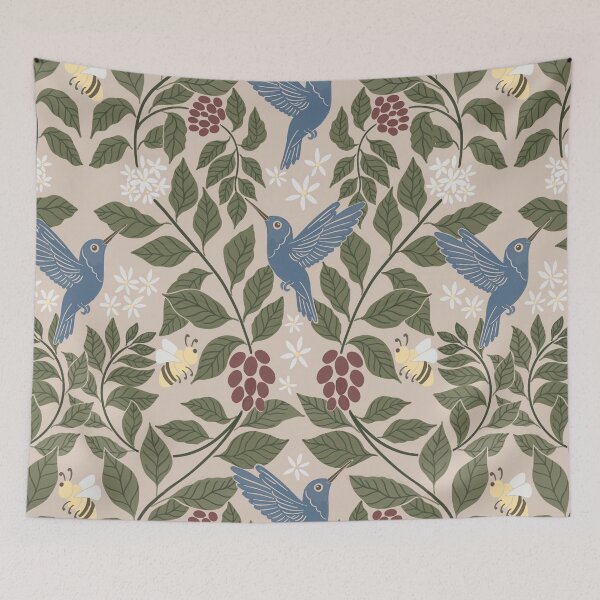 Item preview, Coffee plants, coffee garden, hummingbird and bees, coffee arabica  designed and sold by DColourMuse.