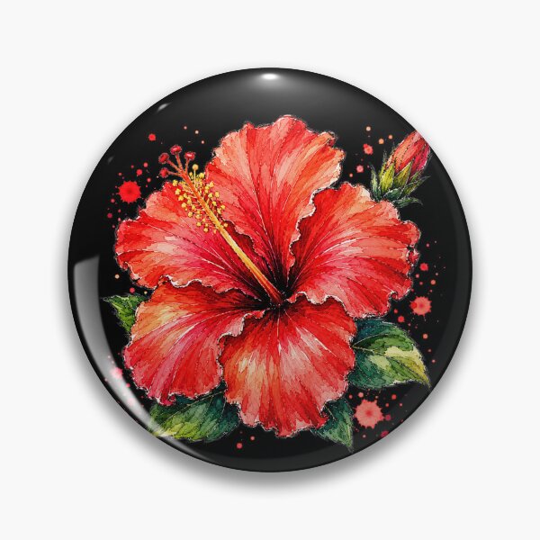 Item preview, Red Hibiscus Watercolor Art – Tropical Botanical Floral Illustration designed and sold by ColorSplash123.