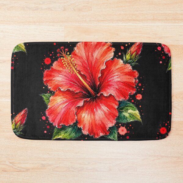 Item preview, Red Hibiscus Watercolor Art – Tropical Botanical Floral Illustration designed and sold by ColorSplash123.