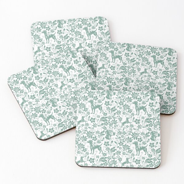 Aperçu de l'œuvre Braque allemand à poil court à motif floral | Élégant motif botanique vert créée et vendue par WildLakePatterns.