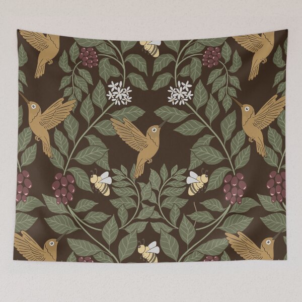Item preview, Coffee plants, coffee garden, hummingbird and bees, coffee arabica  designed and sold by DColourMuse.