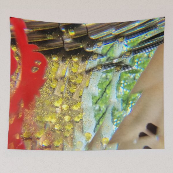 Item preview, Crimson Silhouette and Golden Prism Abstract Art designed and sold by ElionSolis.