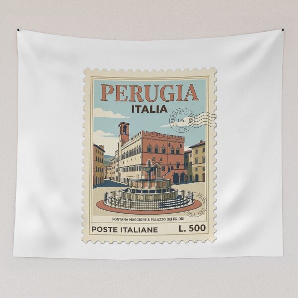 Item preview, Vintage Perugia Italy Travel Stamp Palazzo Dei Priori designed and sold by k3rstman1.