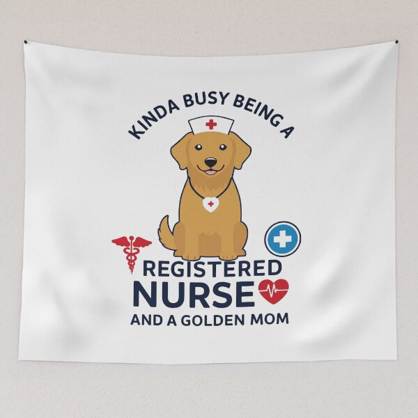 Artikelvorschau, Ziemlich beschäftigt als examinierte Krankenschwester und Golden-Retriever-Mama – Niedliches Golden-Retriever-Krankenschwester-Design entworfen und verkauft von TeeStyle.mr.