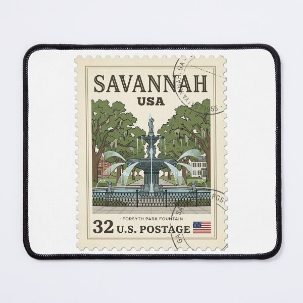 Item preview, Vintage Savannah Georgia Forsyth Park Travel Stamp designed and sold by k3rstman1.