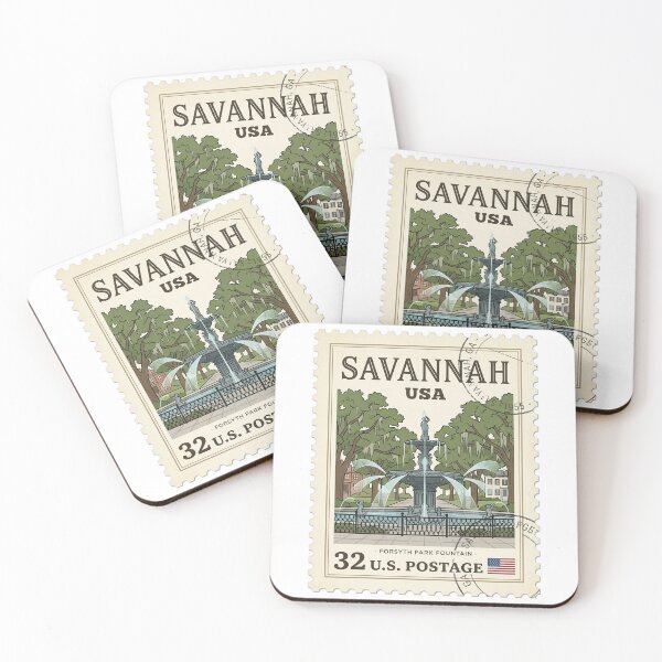 Item preview, Vintage Savannah Georgia Forsyth Park Travel Stamp designed and sold by k3rstman1.