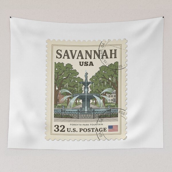 Item preview, Vintage Savannah Georgia Forsyth Park Travel Stamp designed and sold by k3rstman1.