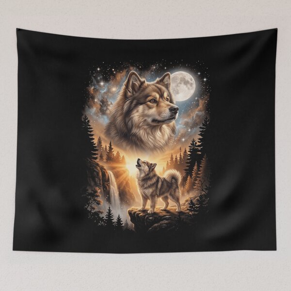 Item preview, Finnish Lapphund Howling Moon Art Dog Mom Dad Lover designed and sold by dian-rody-crest.