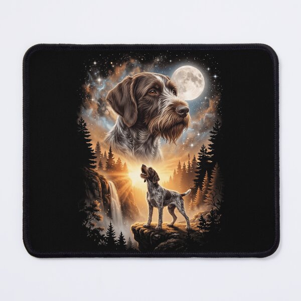 Item preview, German Wirehaired Pointer Howling Moon Art Dog Mom Dad Lover designed and sold by dian-rody-crest.