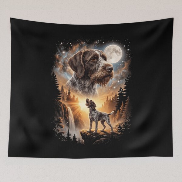 Item preview, German Wirehaired Pointer Howling Moon Art Dog Mom Dad Lover designed and sold by dian-rody-crest.