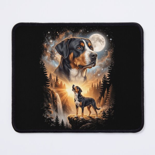 Item preview, Greater Swiss Mountain Dog Howling Moon Art Dog Mom Dad Lover designed and sold by dian-rody-crest.