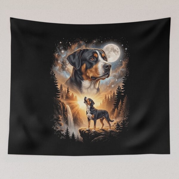 Item preview, Greater Swiss Mountain Dog Howling Moon Art Dog Mom Dad Lover designed and sold by dian-rody-crest.