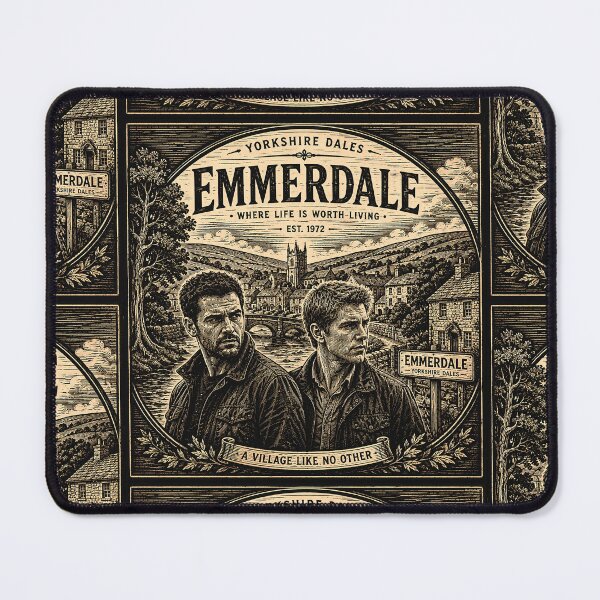 Item preview, Emmerdale Vintage Woodcut Yorkshire Dales British TV Drama Poster designed and sold by Abidel.