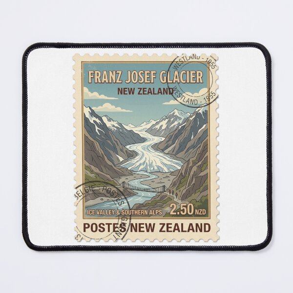 Item preview, Franz Josef Glacier New Zealand Retro Travel Stamp designed and sold by k3rstman1.