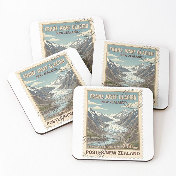 Item preview, Franz Josef Glacier New Zealand Retro Travel Stamp designed and sold by k3rstman1.
