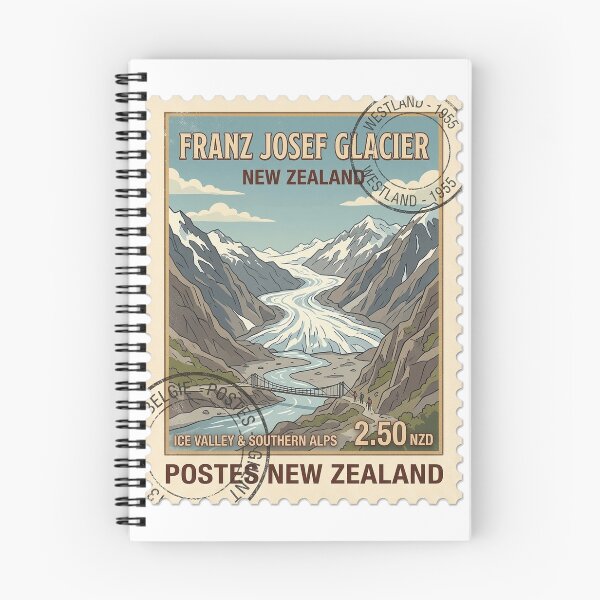 Item preview, Franz Josef Glacier New Zealand Retro Travel Stamp designed and sold by k3rstman1.