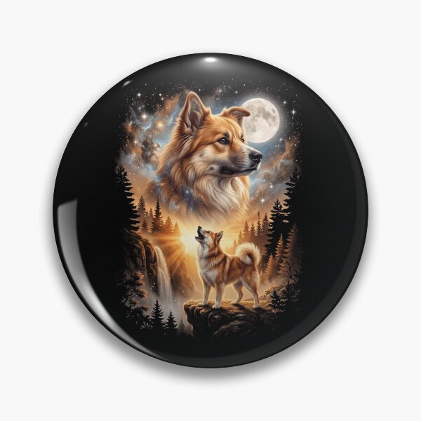 Item preview, Icelandic Sheepdog Howling Moon Art Dog Mom Dad Lover designed and sold by dian-rody-crest.