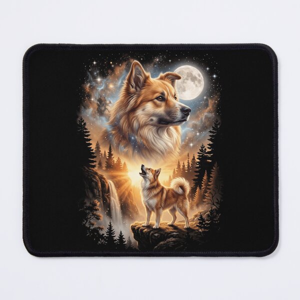 Item preview, Icelandic Sheepdog Howling Moon Art Dog Mom Dad Lover designed and sold by dian-rody-crest.