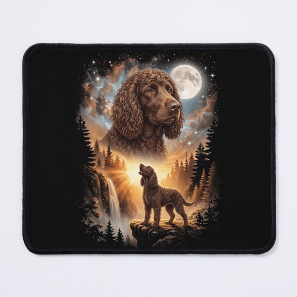 Item preview, Irish Water Spaniel Howling Moon Art Dog Mom Dad Lover designed and sold by dian-rody-crest.