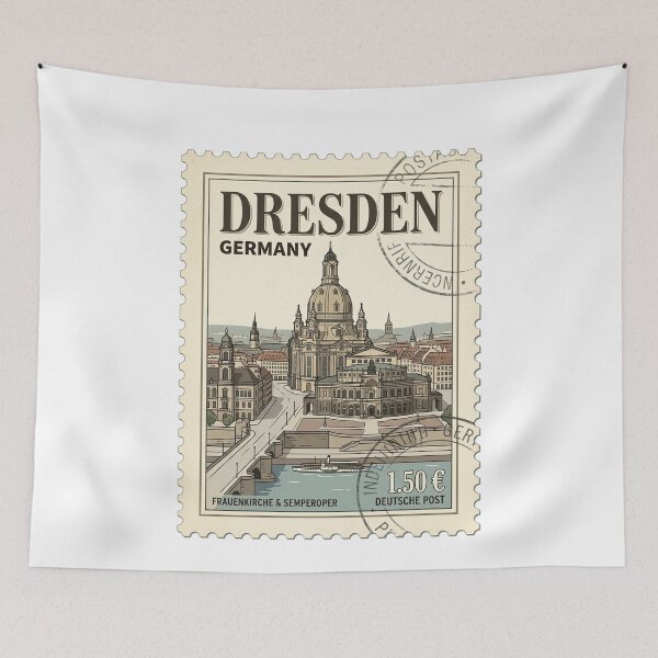 Item preview, Dresden Germany Vintage Travel Stamp Frauenkirche Semperoper designed and sold by k3rstman1.