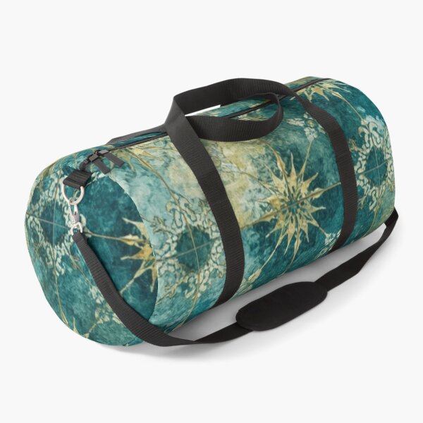 Item preview, Luxury Teal Gold Moroccan Star Tile Pattern Watercolor Art designed and sold by GrinGalore.