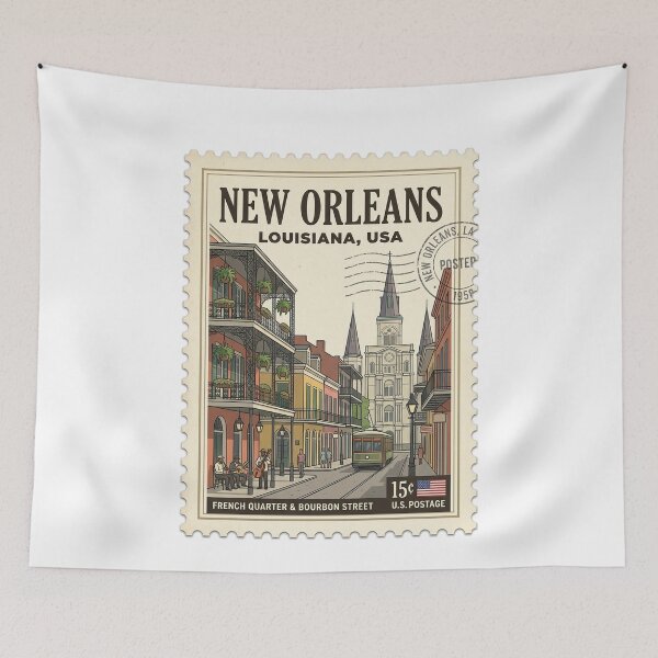 Item preview, Vintage New Orleans French Quarter Travel Stamp designed and sold by k3rstman1.