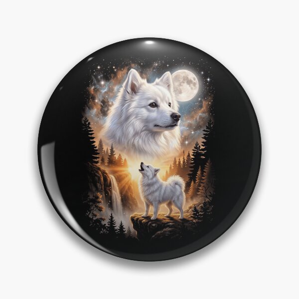 Item preview, Japanese Spitz Howling Moon Art Dog Mom Dad Lover designed and sold by dian-rody-crest.