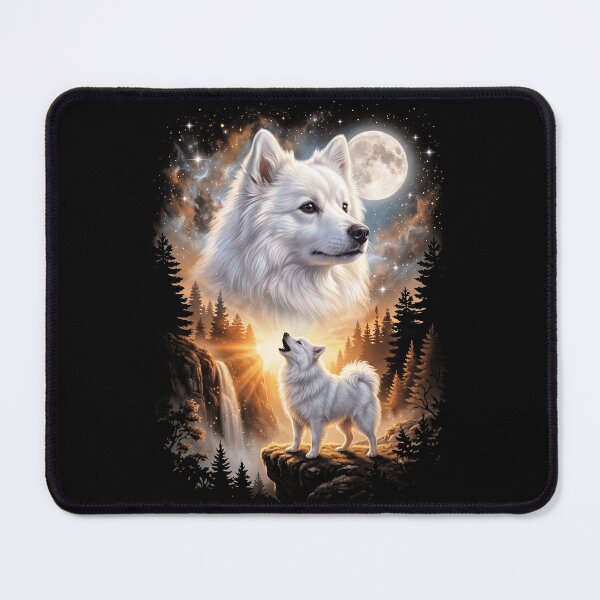 Item preview, Japanese Spitz Howling Moon Art Dog Mom Dad Lover designed and sold by dian-rody-crest.