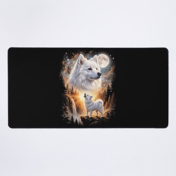 Item preview, Japanese Spitz Howling Moon Art Dog Mom Dad Lover designed and sold by dian-rody-crest.