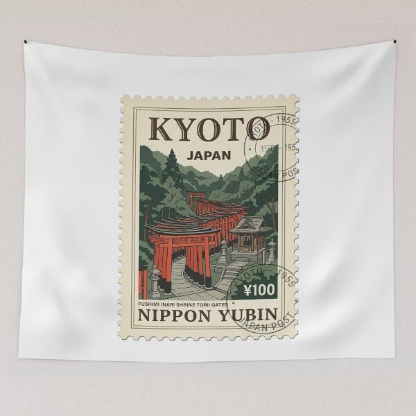 Item preview, Kyoto Fushimi Inari Shrine Vintage Travel Stamp designed and sold by k3rstman1.