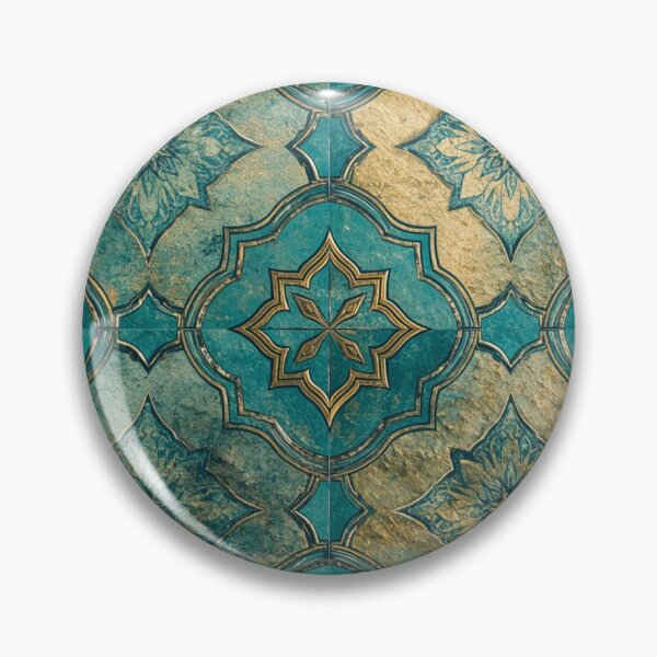 Item preview, Luxury Moroccan Teal Gold Geometric Tile Pattern Decor designed and sold by GrinGalore.