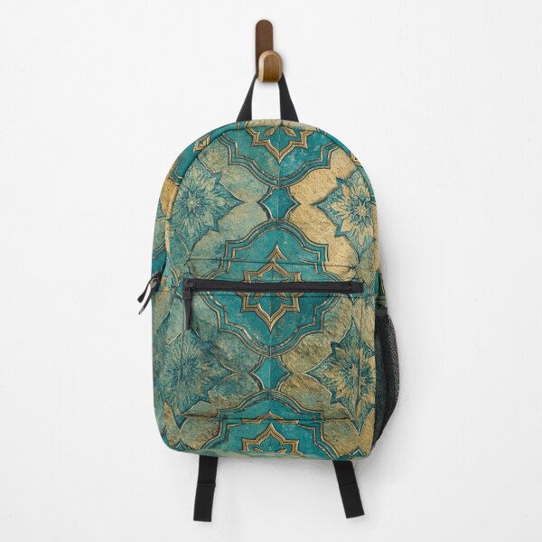 Item preview, Luxury Moroccan Teal Gold Geometric Tile Pattern Decor designed and sold by GrinGalore.