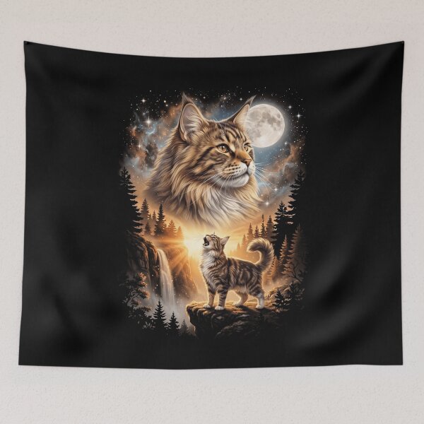 Item preview, Maine Coon Howling Moon Art Cat Mom Dad Lover designed and sold by dian-rody-crest.