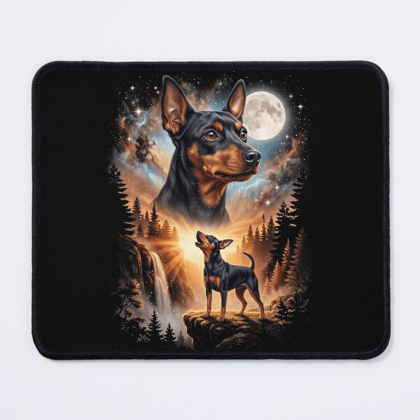 Item preview, Miniature Pinscher Howling Moon Art Dog Mom Dad Lover designed and sold by dian-rody-crest.