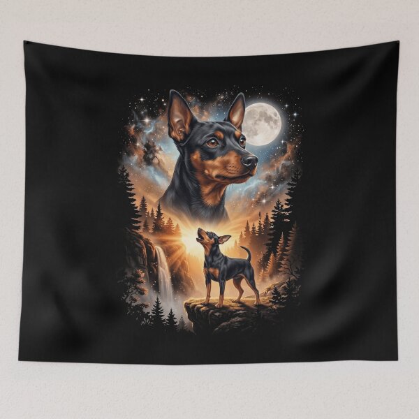 Item preview, Miniature Pinscher Howling Moon Art Dog Mom Dad Lover designed and sold by dian-rody-crest.