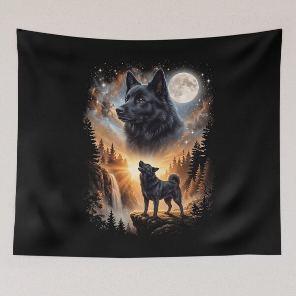 Item preview, Norwegian Buhund Howling Moon Art Dog Mom Dad Lover designed and sold by dian-rody-crest.