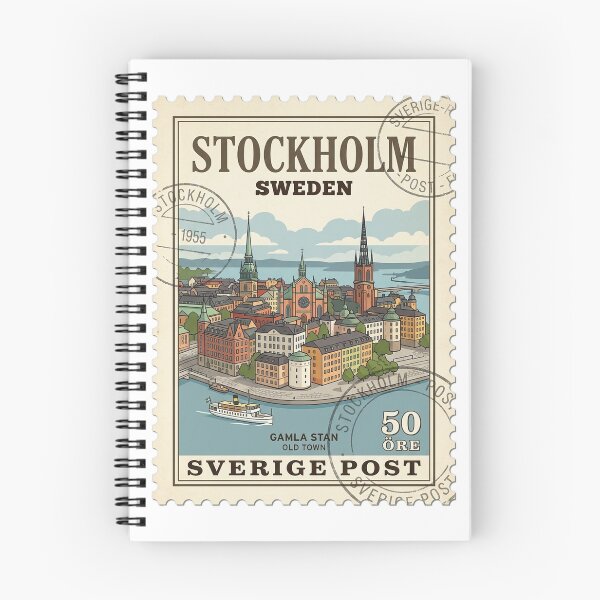 Item preview, Stockholm Sweden Gamla Stan Vintage Travel Stamp designed and sold by k3rstman1.