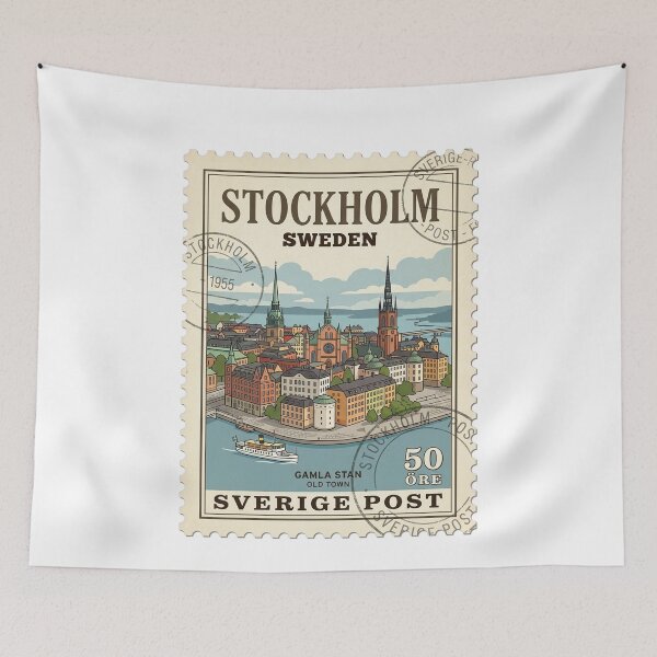 Item preview, Stockholm Sweden Gamla Stan Vintage Travel Stamp designed and sold by k3rstman1.