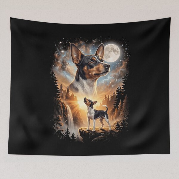 Item preview, Rat Terrier Howling Moon Art Dog Mom Dad Lover designed and sold by dian-rody-crest.